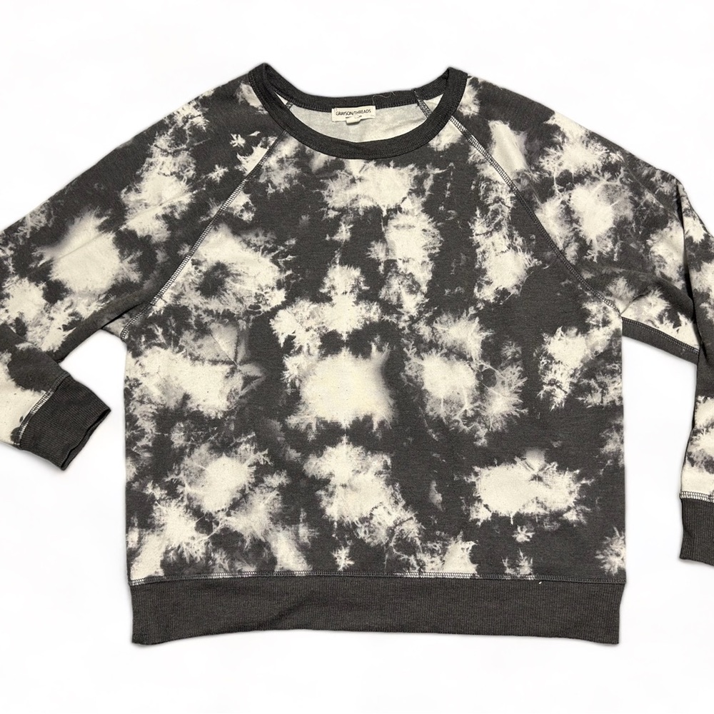 Grayson Threads athleisure sweatshirt top Size Small, grey/black tye dye